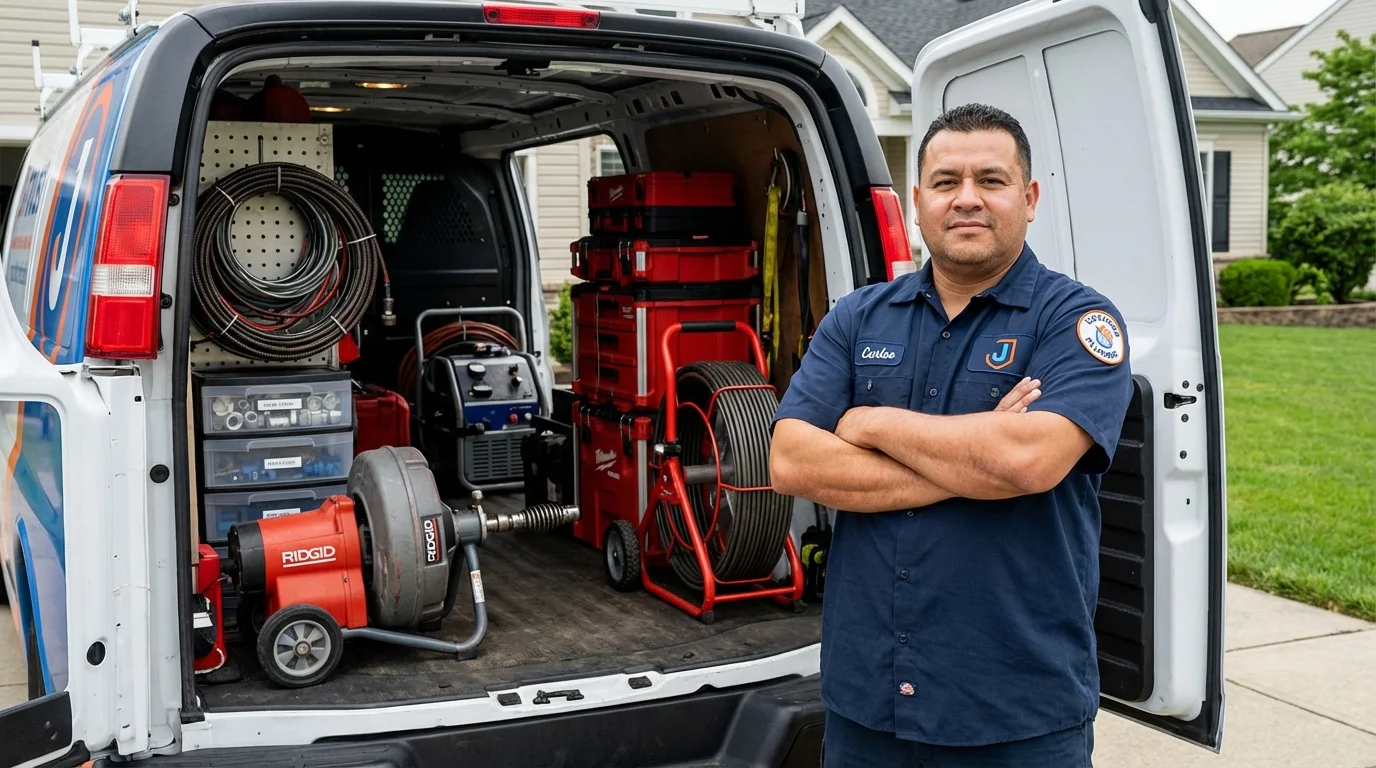 Professional drain cleaning equipment and Johns Plumbing LLC plumber in Panama