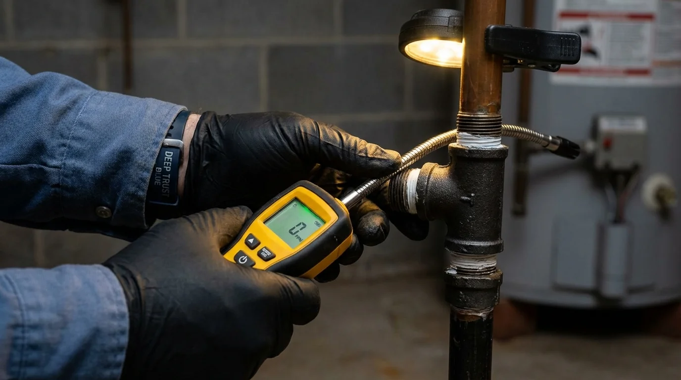 Gas leak detection with electronic sniffer by Johns Plumbing LLC in Panama