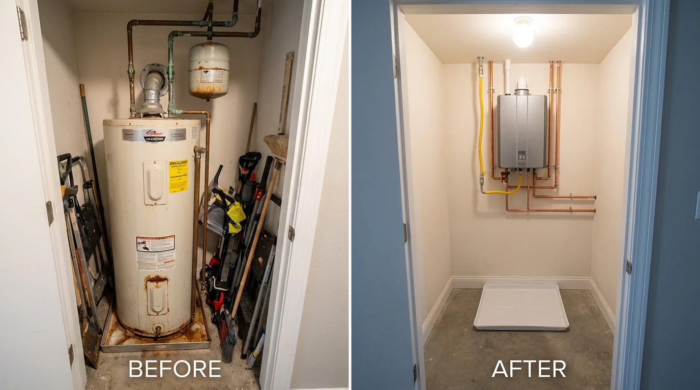 Tank water heater versus wall-mounted tankless unit comparison for Panama, OK homeowners